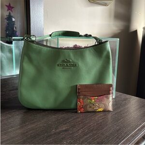 Coach Vibrant Green Leather Shoulder Bag